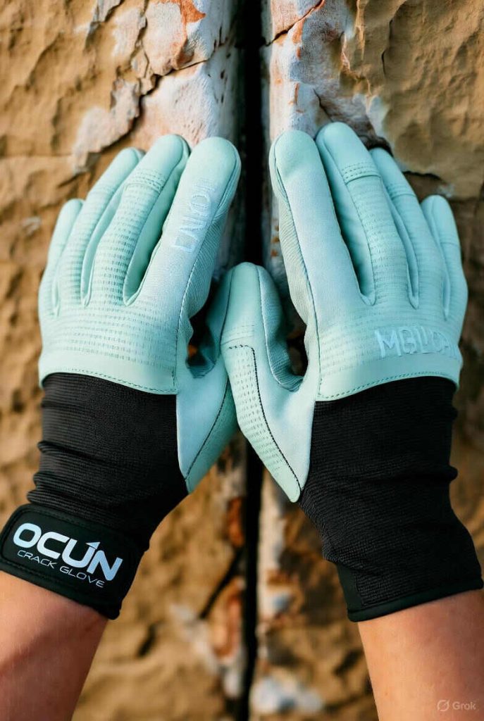 Ocun Crack Gloves Pro jamming a rough splitter